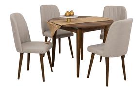 Valgomojo komplektas Kalune Design Vina 1005, kreminė sp./riešuto sp.