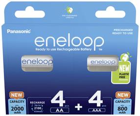 Laetav aku Panasonic Eneloop 4 x AA 2000mAh + 4 x AAA 8mAh, 2000 mAh, 8 tk