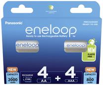 Įkraunamas elementas Panasonic Eneloop 4 x AA 2000mAh + 4 x AAA 8mAh, 2000 mAh, 8 vnt.