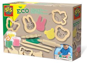 Modelino komplekts ar koka instrumentiem SES Creative ECO Dough, daudzkrāsaina
