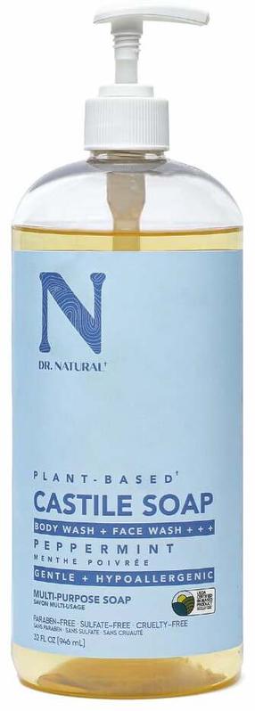 Šķidrās ziepes Dr. Natural Castile Liquid Peppermint, 946 ml