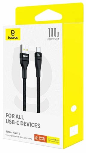 Провод Baseus P10311804111-01, USB Type C/USB Type A, 200 см, черный цв., 100 Вт