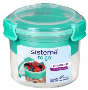 Indelis maistui Sistema To Go Breakfast 21355, 0.53 l, 11.4 cm x 11.4 cm, skaidri sp./žalia sp.
