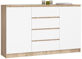 Komoda Akord K160 2D 4SZ CLP, balta sp./sonoma ąžuolo sp., 99 cm x 160 cm x 40 cm
