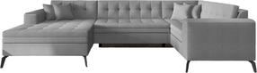 Kampinė sofa Montez Flores 4, pilka sp., kairinė, 180 x 340 cm x 93 cm
