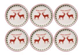 Комплект тарелок обеденная Hermia Two Deers, 25.5 см x 25.5 см x 2.5 см, белый цв./красный цв./зеленый цв.