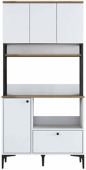 Daugiafunkcinė virtuvės spinta Kalune Design JE159-3253, balta sp./riešuto sp., 38 cm x 90 cm x 184.2 cm