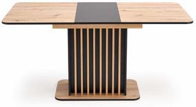 Valgomojo stalas išskleidžiamas Wilson, juoda sp./artisan oak sp., 120 - 158 cm x 77 cm x 77 cm