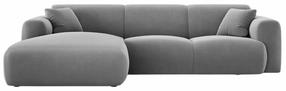Kampinė sofa Cosmopolitan Design Nolio Velvet Casino Ash, šviesiai pilka sp., kairinė, 170 x 260 cm x 72 cm