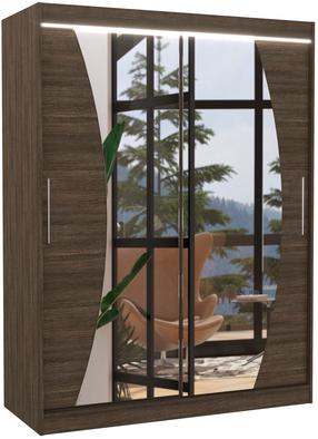 Spinta ADRK Modesto LED, šokolado sp., 58 cm x 150 cm x 200 cm, su veidrodžiu