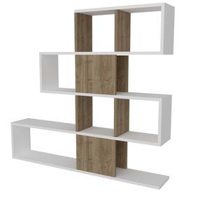 Pastatoma lentyna Kalune Design Karlin 745DCD3608, balta sp./riešuto sp., 109 cm x 120 cm x 19.5 cm