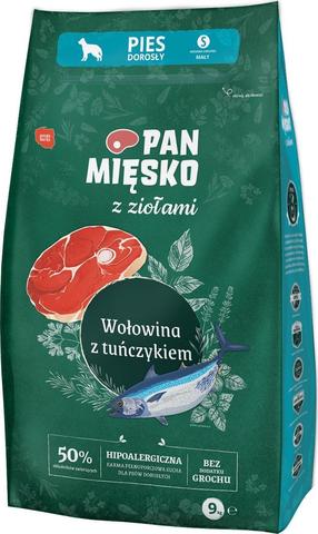 Sausas šunų maistas Pan Miesko Herbs with Beef & Tuna, jautiena/tunas, 9 kg