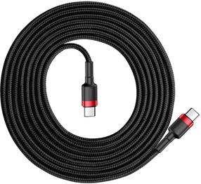 Laidas Baseus, USB Type-C, 200 cm, juoda sp./raudona sp., 60 W