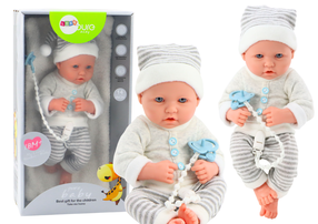 Lėlė - kūdikis su priedais Lean Toys Pure Baby, 35 cm, pilka sp.