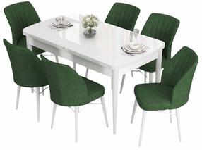 Valgomojo komplektas Kalune Design Eva, balta sp./khaki sp.