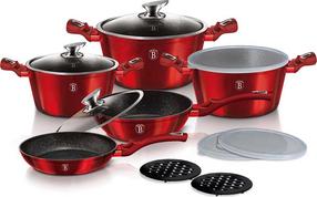 Puodų ir keptuvių rinkinys, su priedais Berlinger Haus Metallic Line Burgundy Edition BH-7030