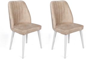Krēslu komplekts Kalune Design Alfa 494 V2 974NMB1646, matēts, balts krās./bēša krās., 49 cm x 50 cm x 90 cm, 2 gab.