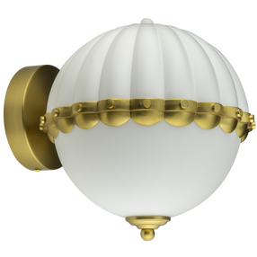 Šviestuvas sieninis Cosmo Light Pralines W01237WH, E27, 1 x 40 W, balta sp. / žalvario sp.
