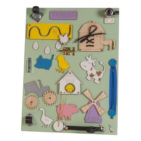 Atīstošais dēlis, sensorika, manipulācijas Farm 2in1, 50 cm