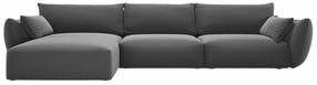 Kampinė sofa Cosmopolitan Design Matera Velvet Salvador 18, tamsiai pilka sp., kairinė, 171 x 308 cm x 85 cm