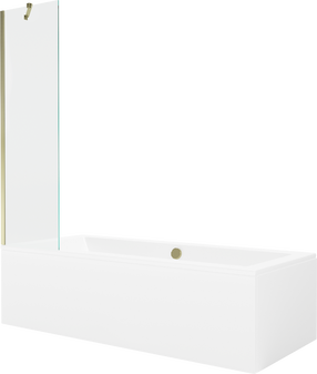 Vonia su sienele, įmontuojama Mexen Cube, 180 cm x 80 cm x 39 cm, stačiakampis, skaidri sp./aukso sp.