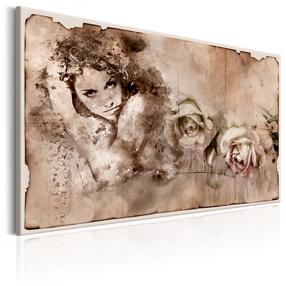 Reprodukcija Artgeist Retro Style: Woman and Roses N6652-DKXPWD, 90 cm x 60 cm