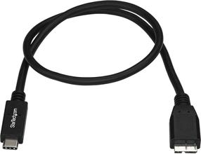 Кабель StarTech USB-C to Micro-B USB-C, USB-micro-B 3.0 male, 0.5 м, черный цв.