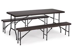 Lauko baldų komplektas ModernHome RZK-180B+2PCS RBK-18, juoda sp., 1-8 vietų