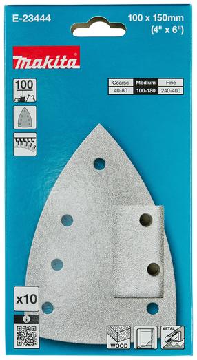 Šlifavimo lapas Makita E-23444, 100, 15 cm x 10 cm, 10 vnt.