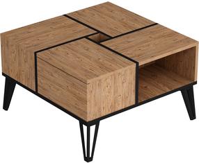 Kavos staliukas Kalune Design Nirvana, ruda sp./juoda sp., 71.8 cm x 71.8 cm x 43.8 cm