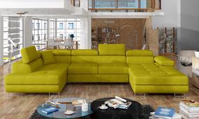 Kampinė sofa Rodrigo Omega 68, geltona sp., kairinė, 202 x 345 cm x 90 cm