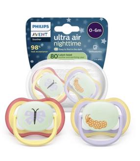 Čiulptukų rinkinys Philips Avent Ultra Air Night, 0 mėn., raudona sp./geltona sp./žalia sp.