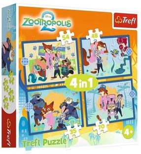 Puzle 4in1 Trefl Zootropolis 2 Full Of Adventures 34677, 20.5 cm x 28.5 cm, 207 gab., daudzkrāsaina