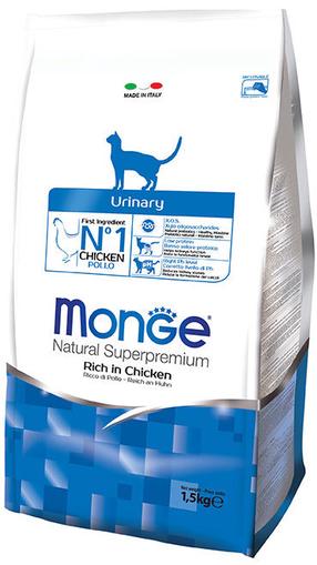 Сухой корм для кошек Monge Urinary, курица, 1.5 кг