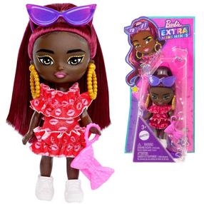 Lėlė su priedais Mattel Barbie Extra Mini Minis, 8.5 cm, raudona sp.
