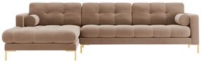 Kampinė sofa Cosmopolitan Design Bali Bluvel 28, aukso sp./beige melange sp., kairinė, 185 x 293 cm x 75 cm