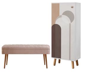 Prieškambario baldų komplektas Kalune Design Vegas 948 - 0900, vidaus, balta sp./smėlio sp.
