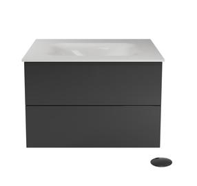 Vonios spintelė su praustuvu Besco Akya Classic, balta sp./metalinė juoda sp., 52.5 cm x 76 cm x 50.7 cm