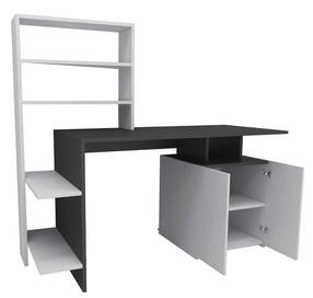 Rašomasis stalas su lentyna Kalune Design Melis 550ARN2212, 146.3 cm x 60 cm, 128.8 cm, antracito sp./balta sp.