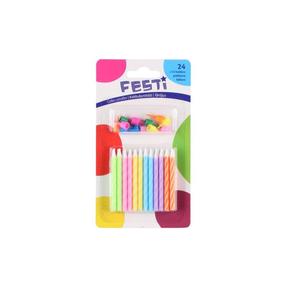 Dzimšanas dienas svece Festi, daudzkrāsaina, 24 gab.