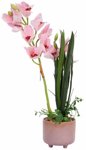 Dirbtinis augalas vazone, orchidėja Home4you Garden Queen, žalia sp./rožinė sp., 70 cm