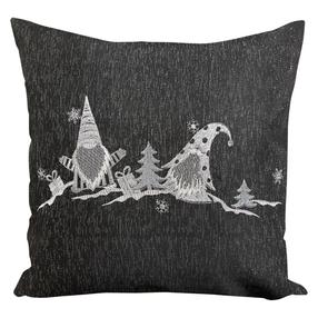 Kalėdinis dekoratyvinės pagalvėlės užvalkalas JCLA-75, sidabro/juoda, 40 cm x 40 cm