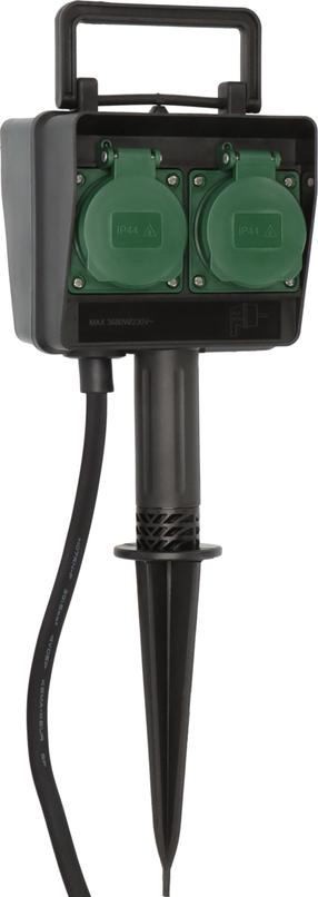 Удлинитель со штативом Brennenstuhl, 3 x 1,5 mm², 10 м, IP44, 4 розетки, черный цв./зеленый цв.