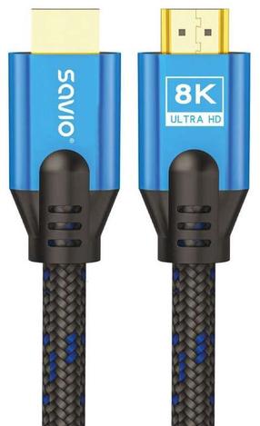 Kabelis Savio HDMI - HDMI 8K Golden Tips CL-169 HDMI, HDMI, 5 m, mėlyna sp./juoda sp.