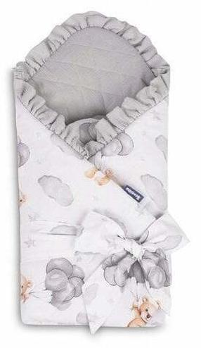 Kūdikio antklodė-vokelis Sensillo Muslin Teddy, balta/pilka