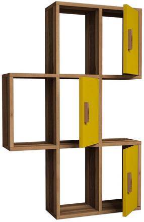 Sieninė lentyna Kalune Design Flora 845HCT1603, geltona sp./riešuto sp., 112.6 cm x 20 cm x 50 cm