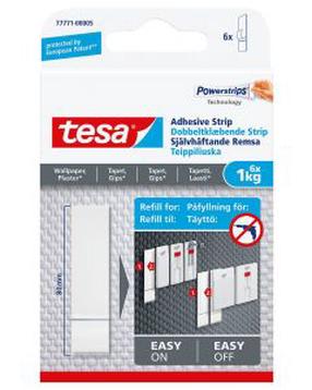 Divpusēja līmlente Tesa Powerstrips, 6 gab., balta