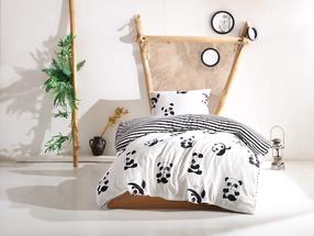 Vaikiškas patalynės užvalkalų komplektas Mijolnir Panda 162ELR1180, balta sp./juoda sp., 160 x 220 cm