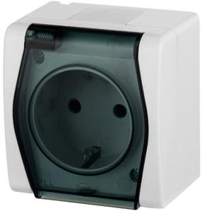 Pistikupesa Elektro-Plast Hermes 2 1024-01, maandusega, IP44, antratsiit valge v.