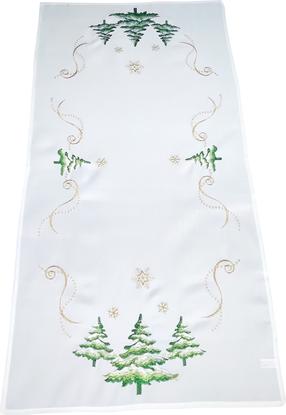 Ziemassvētku galda celiņš taisnstūrveida OS-302-A, zelta krās./balta krās./zaļa krās., 40 x 200 cm